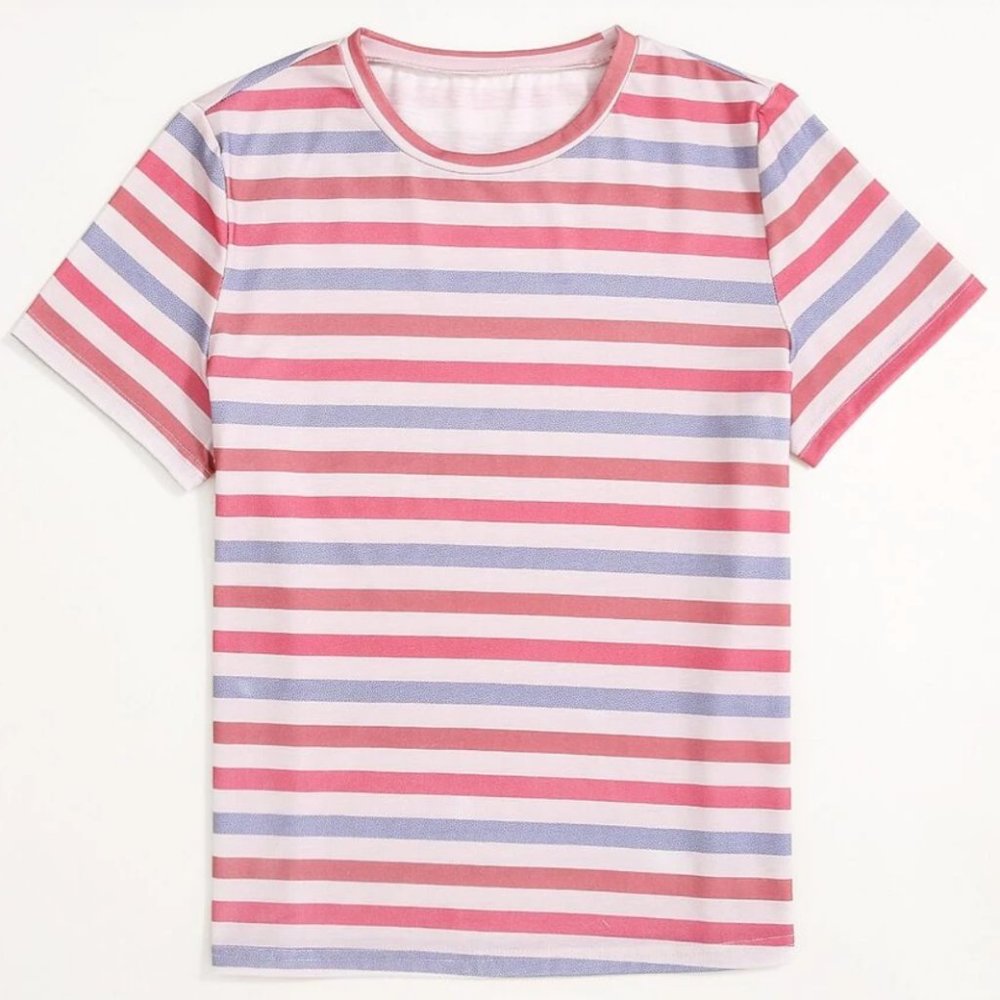 Colorful Striped Print Oversized Tee